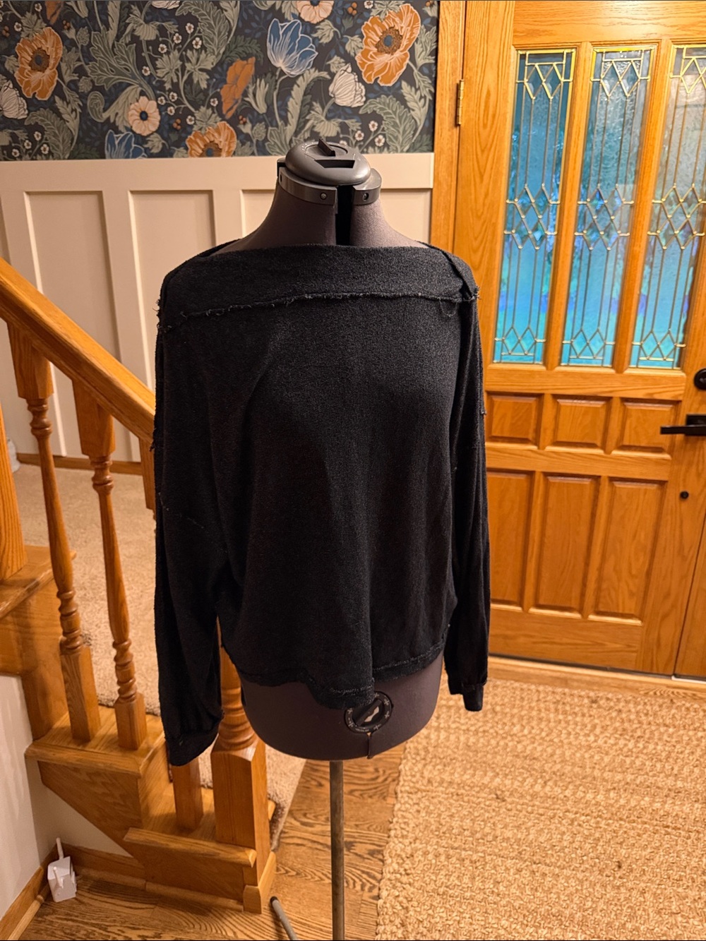 We The Free Heathered Charcoal Knit Top